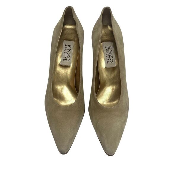 Enzo Angiolini Suede Leather Pointed Toe High Heel Shoes Pump Tan Beige Size 9 - Picture 2 of 8